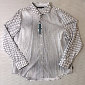 Perry Ellis slim fit black and white plaid XXL long sleeve button‎ down NWT